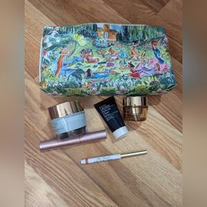 Estee Launder And Too Faced Cosmetic With Floral Multi-Color Cosmetic Bag